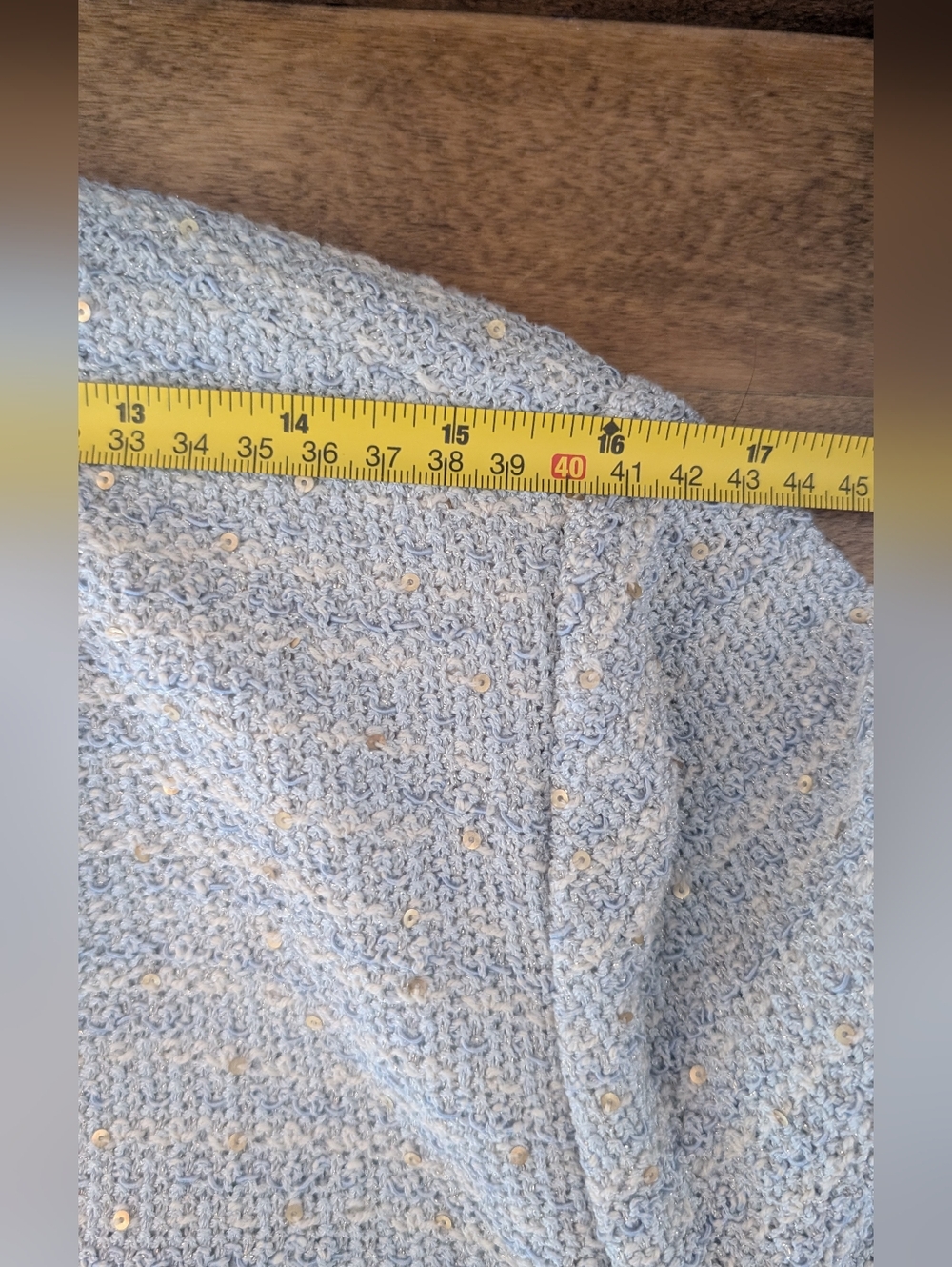 St. John Light Blue and Cream Tweed Jacket - Picture 6 of 7
